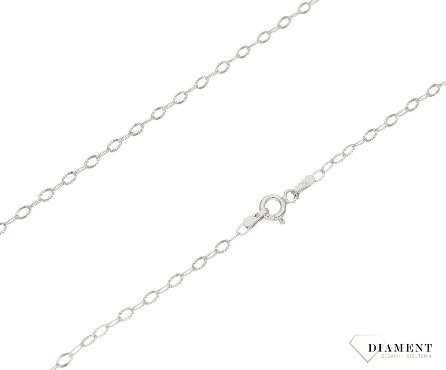 Srebrny łańcuszek 925 ozdobne ogniwka grawerowane 1,4 mm rodowany DIA-LAN-19PDC-025-925 1,4mm.  Srebrny łańcuszek najwyższej próby srebra 925. Łańcuszek srebrny o ozdobnym splocie  idealny na prezent. Łańcuszek srebrny o wadze 1,80.jpg